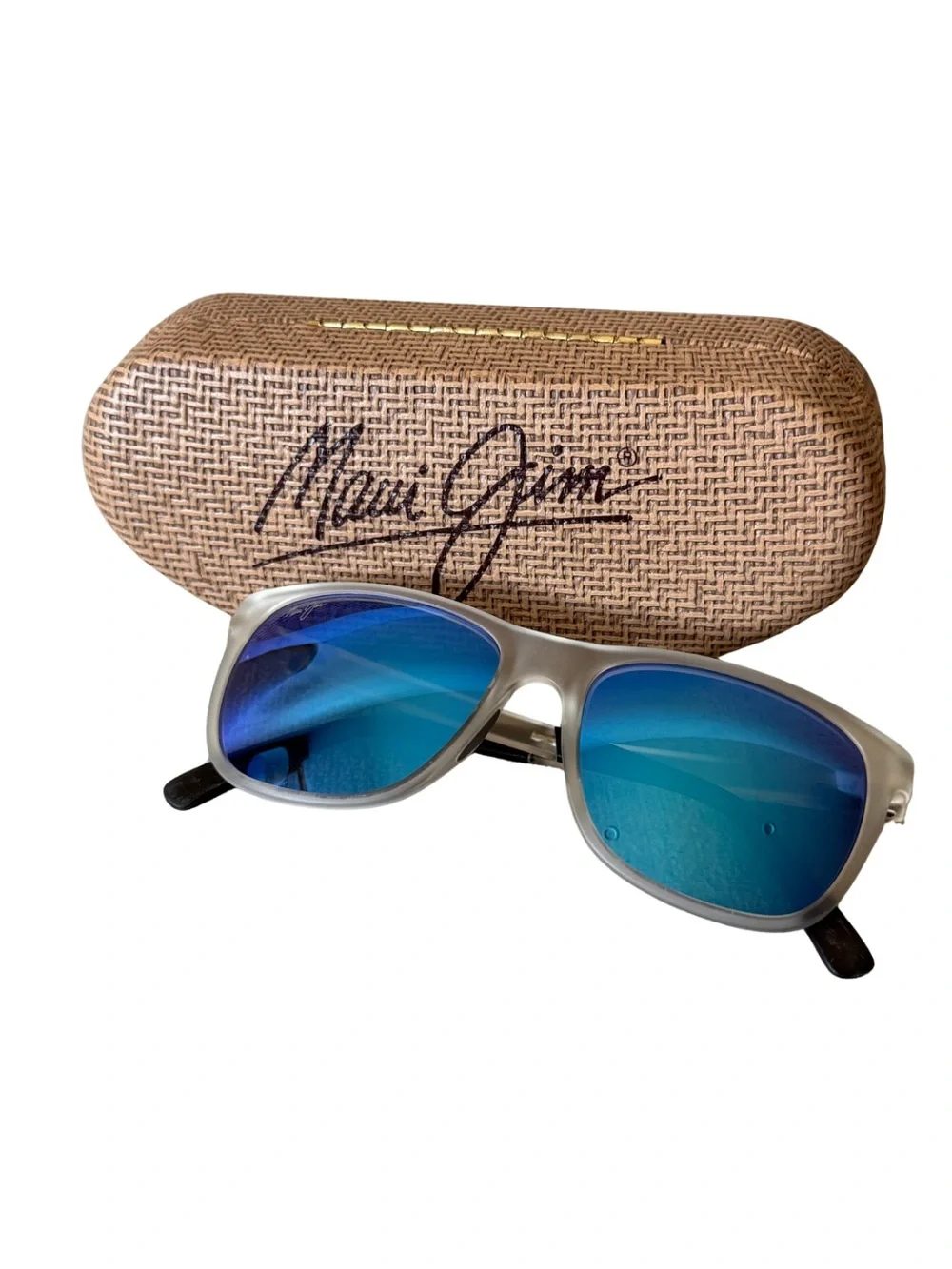 Maui Jim Tail Slide Frosted Crystal/Hawaii Blue Lens Unisex Sunglasses